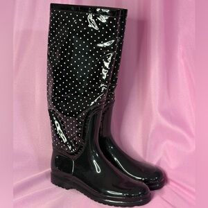 Dolce & Gabbana Black Polka Dot Rain Boots